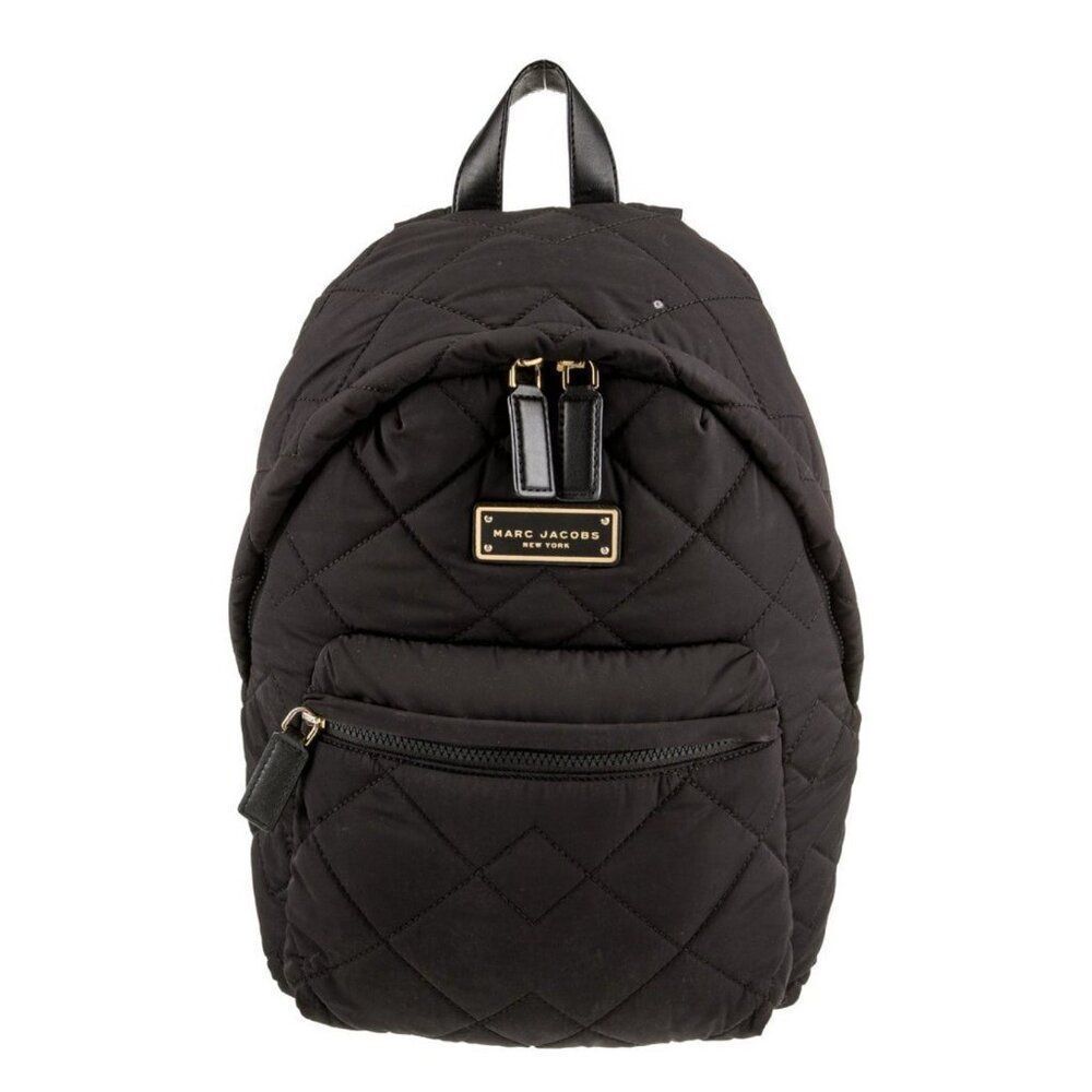 Marc Jacobs Authentic Solid Black Nylon Quilted Backpack